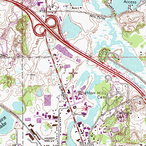 Topographic Map of Brighton Mall Shopping Center, MI