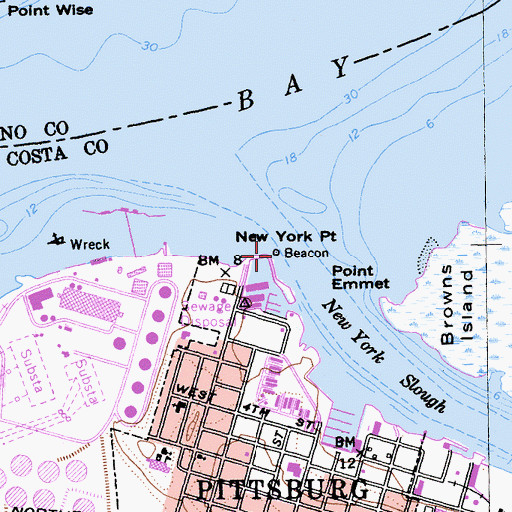 Topographic Map of New York Point, CA