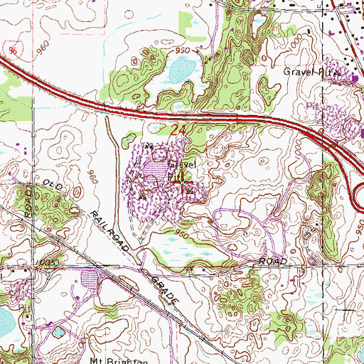 Topographic Map of Brighton Town Square Shopping Center, MI