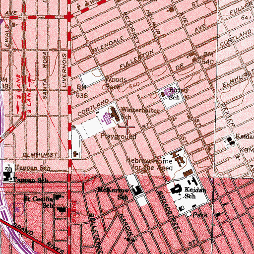 Topographic Map of Broadstreet Presbyterian Church, MI