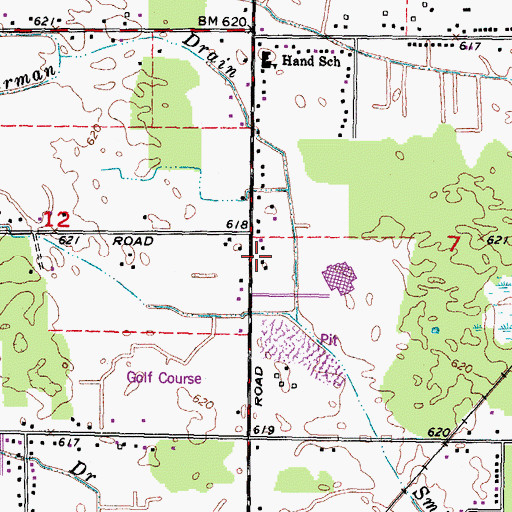 Topographic Map of Brownstown Middle School, MI