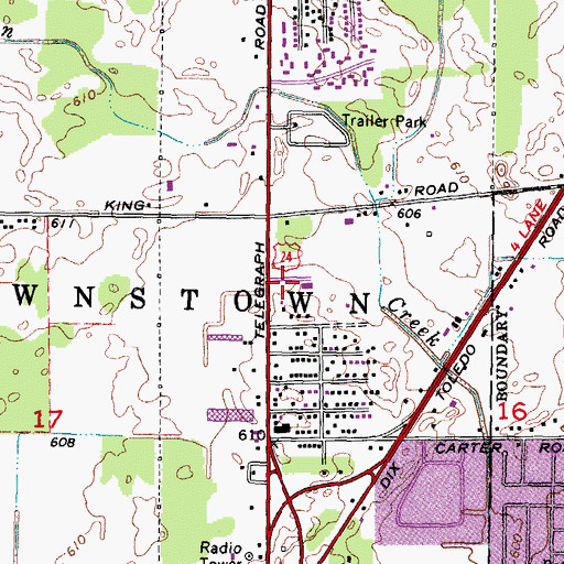 Topographic Map of Brownstown Township Hall, MI