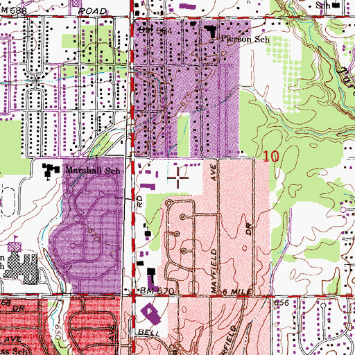 Topographic Map of Burton Hollow Shopping Center, MI