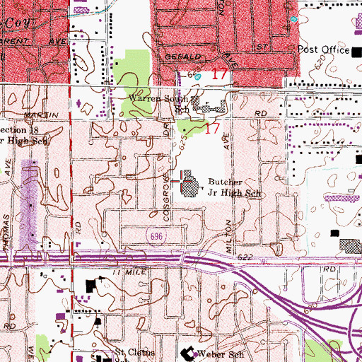 Topographic Map of Butcher Community Center, MI
