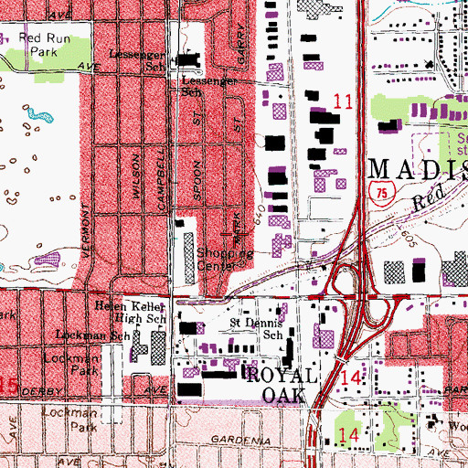 Topographic Map of Campbell Corners Shopping Center, MI