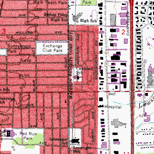 Topographic Map of Japhet School, MI