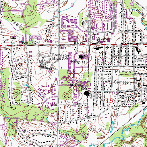Topographic Map of Campus Corners Shopping Center, MI