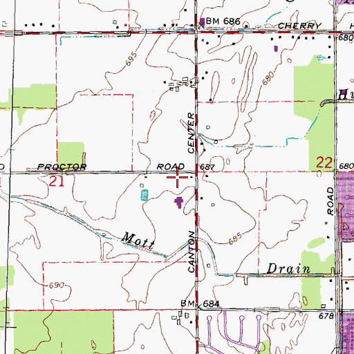 Topographic Map of Canton Township Fire Department Station 1 Headquarters, MI
