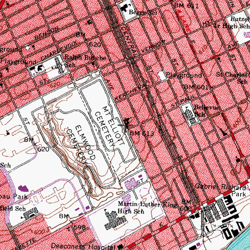 Topographic Map of Capuchin Monastery, MI