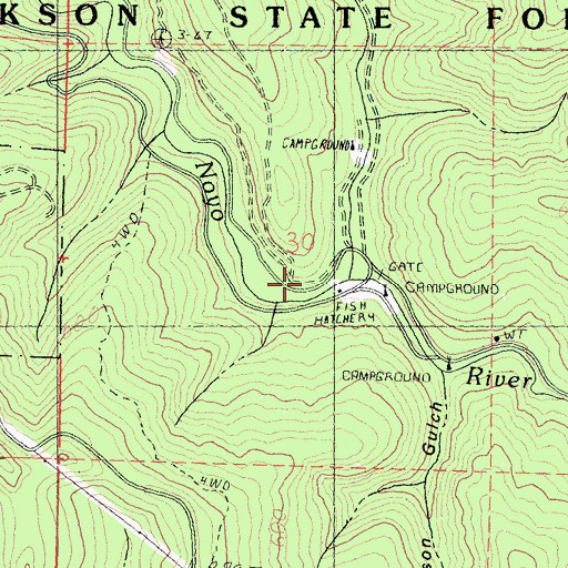 Topographic Map of North Fork South Fork Noyo River, CA