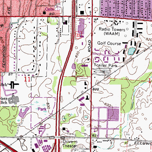 Topographic Map of Carpenter Plaza Shopping Center, MI