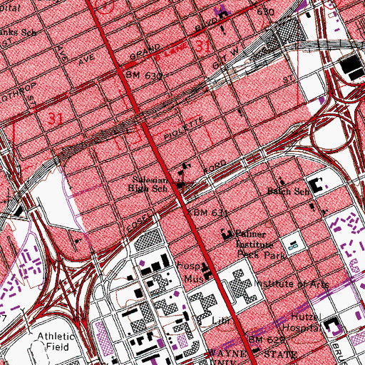 Topographic Map of Catholic Church of Saint Paul, MI