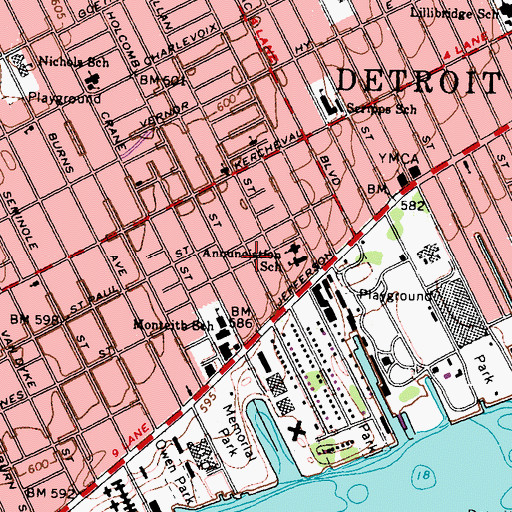 Topographic Map of Celestial Tabernacle Baptist Church, MI