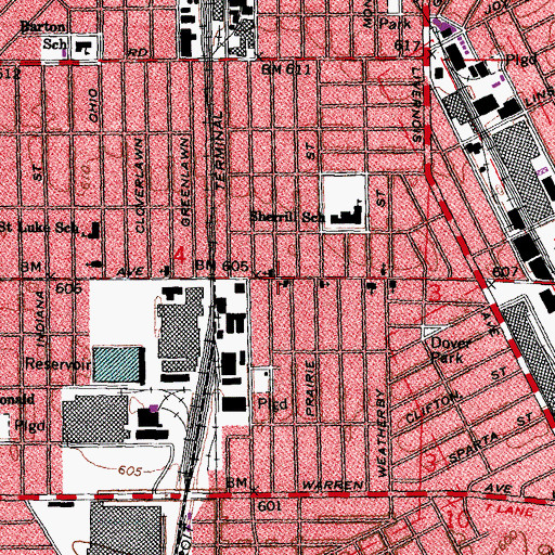 Topographic Map of Central Christian Methodist Episcopal Church, MI