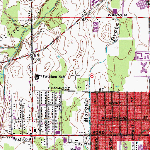 Topographic Map of Central City Plaza Shopping Center, MI