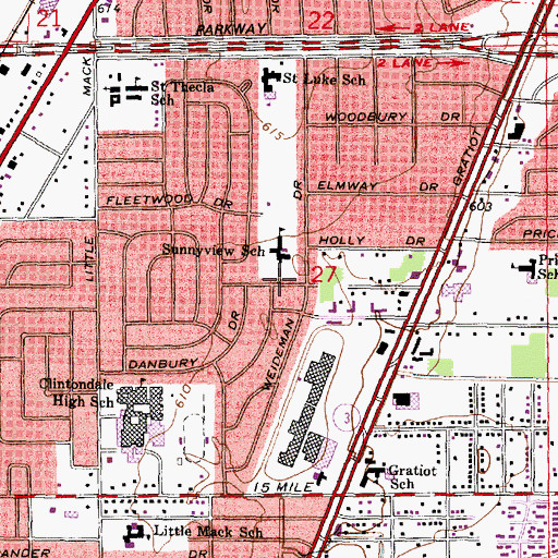 Topographic Map of Charles C McGlinnen School, MI