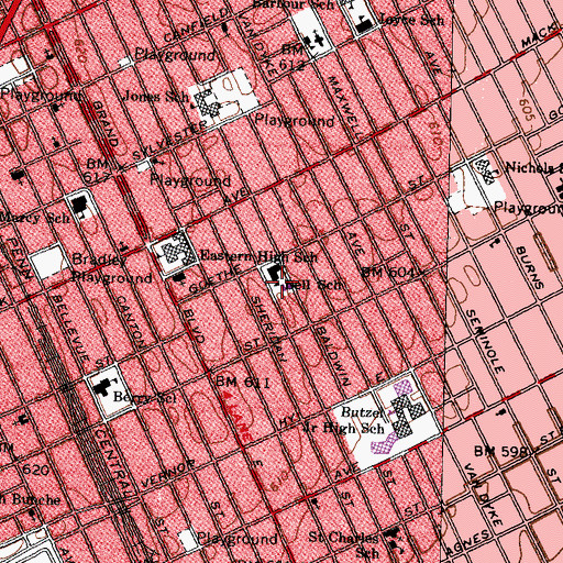 Topographic Map of Charles Vincent Continuing Education Center, MI