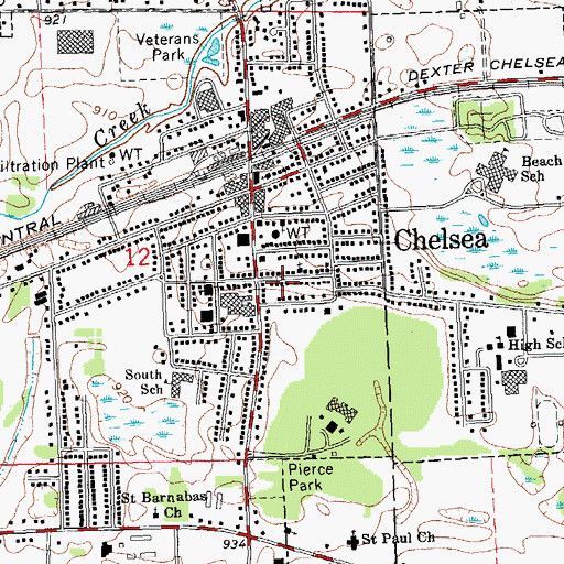 Topographic Map of Chelsea Internal Medicine, MI