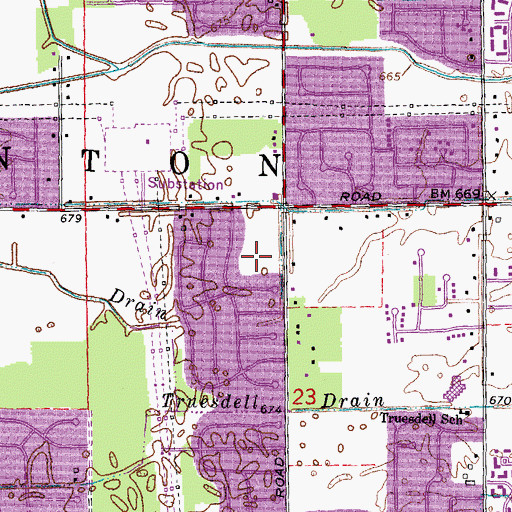 Topographic Map of Cherry Hill Court Shopping Center, MI