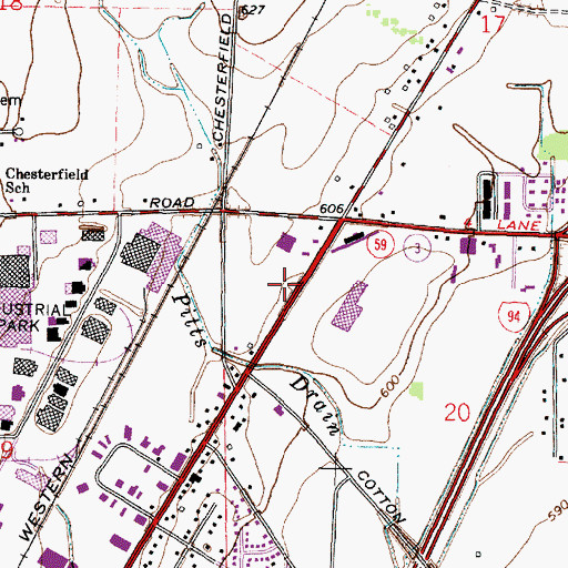 Topographic Map of Chesterfield Crossing Shopping Center, MI