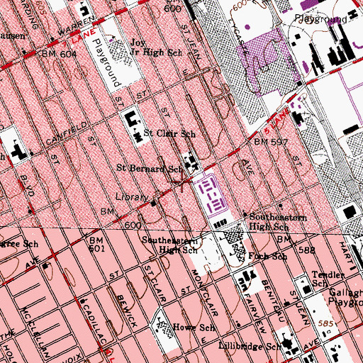 Topographic Map of Christ Cornerstone Missionary Baptist Church, MI