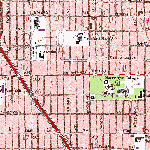 Topographic Map of Christian Inn Missionary Baptist Church, MI