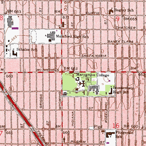 Topographic Map of Christian Road Missionary Baptist Church, MI