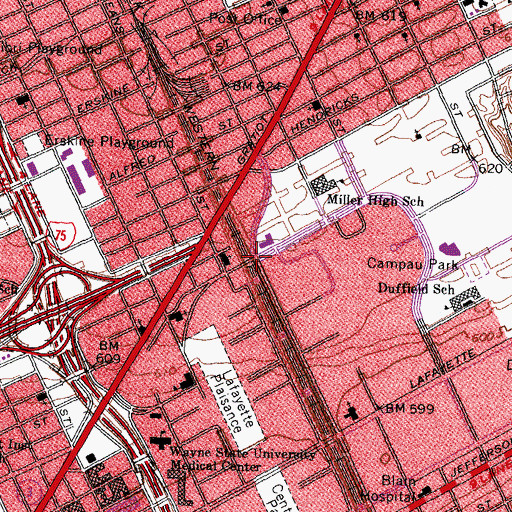 Topographic Map of Church of Christ Elmwood Park, MI