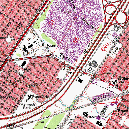 Topographic Map of Church of Christ Lincoln Park, MI