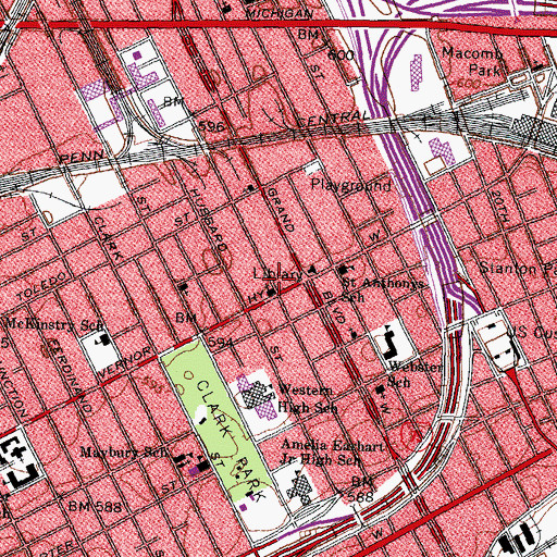 Topographic Map of Church of Christ Vinewood, MI