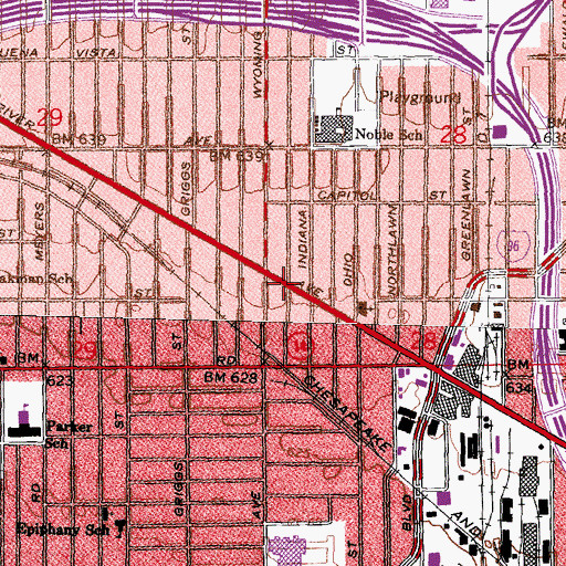Topographic Map of Church of God Baptist Church, MI