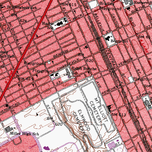 Topographic Map of Church of God Gospel Mission, MI