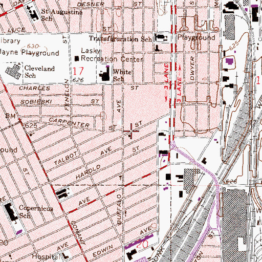 Topographic Map of Church of God of Baldwin, MI