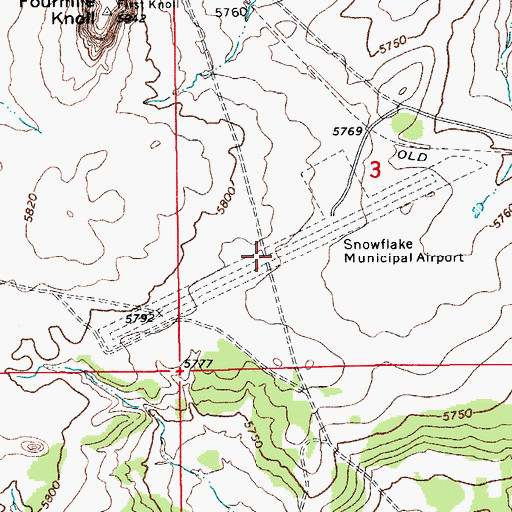 Topographic Map of Snowflake Municipal Airport (historical), AZ