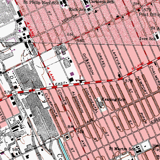 Topographic Map of Church of Latter Day Saints Temple, MI