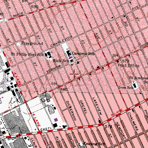Topographic Map of Cityview Missionary Baptist Church, MI