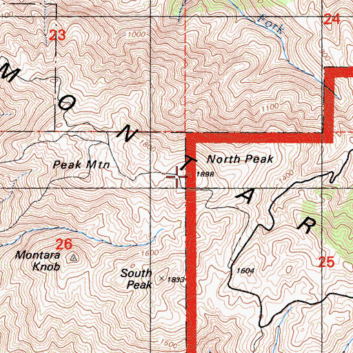 Topographic Map of North Peak, CA