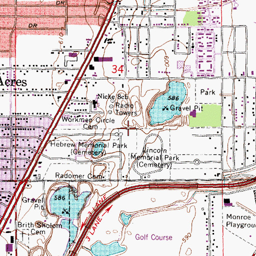 Topographic Map of Clinton Pointe Shopping Center, MI