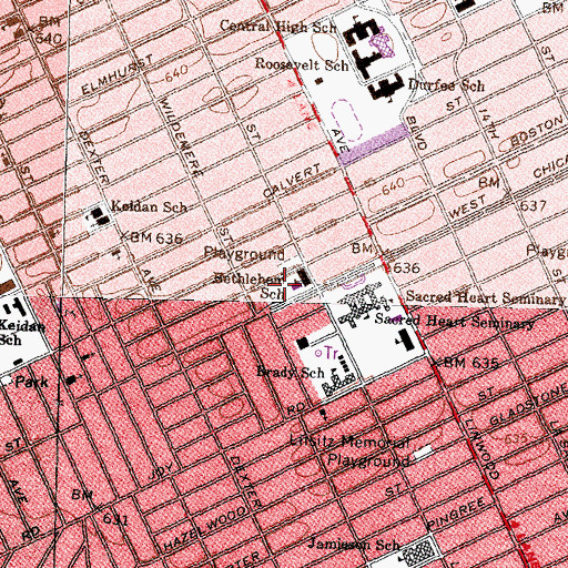 Topographic Map of Clinton Street Greater Bethlehem Temple, MI