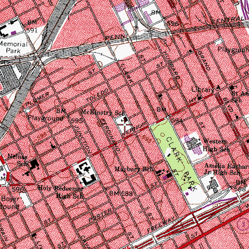 Topographic Map of Clippert Middle School, MI
