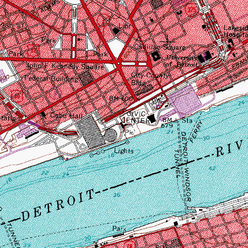 Topographic Map of Cobo Conference Exhibition Center, MI