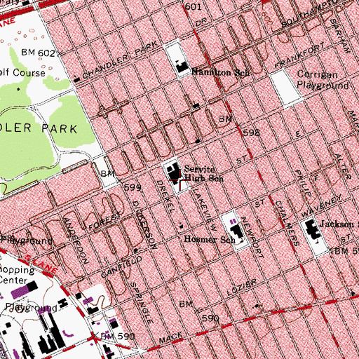Topographic Map of Colin Powell Academy, MI