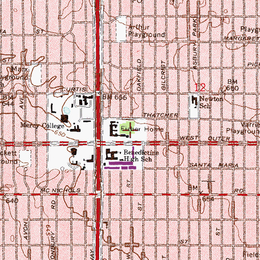 Topographic Map of College Park Commons Retail Center Shopping Center, MI