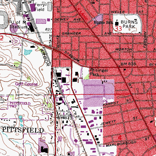 Topographic Map of Colonial Lanes Plaza Shopping Center, MI