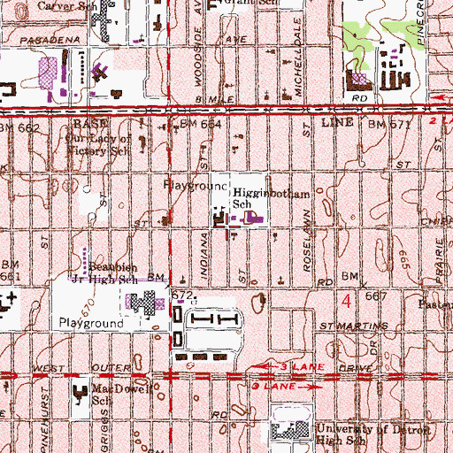 Topographic Map of Commerce Building School, MI
