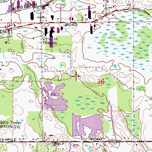 Topographic Map of Commerce Crossing Center Shopping Center, MI