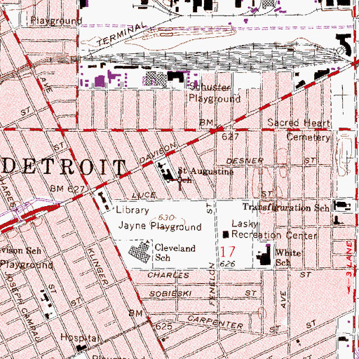 Topographic Map of Commonwealth Community Development Academy, MI
