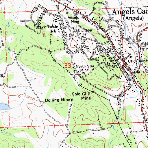 Topographic Map of North Star Mine, CA