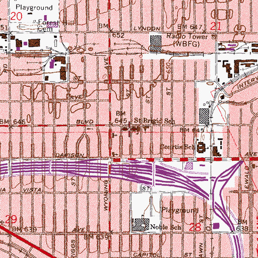 Topographic Map of Commonwealth Middle Academy, MI