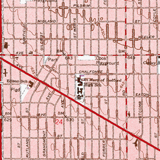Topographic Map of Communication and Media Arts High School, MI